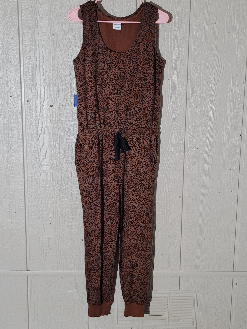 Amazon Essentials Brown Printed Sleeveless Jumpsuit with Drawstring